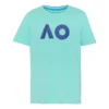 Australian Open AO Stack Print Core Logo Maglietta Uomini - Mint, Blu Scuro