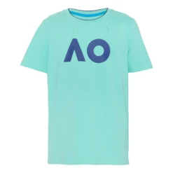 Australian Open AO Stack Print Core Logo Maglietta Uomini - Mint, Blu Scuro