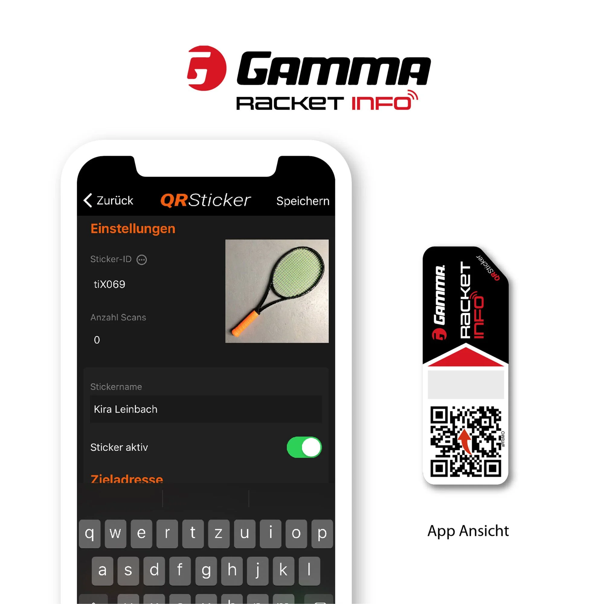 Gamma Racket Info - QR Sticker Incollare Gli Adesivi Confezione Da 2 - Nero - immagine 3