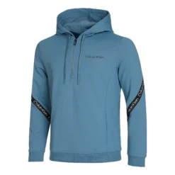 Calvin Klein 1/4 Zip Felpa Con Cappuccio Uomini - Blu