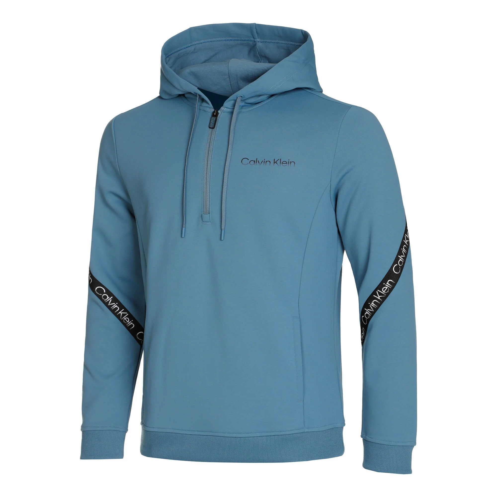 Calvin Klein 1/4 Zip Felpa Con Cappuccio Uomini - Blu