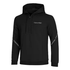 Calvin Klein 1/4 Zip Felpa Con Cappuccio Uomini - Nero