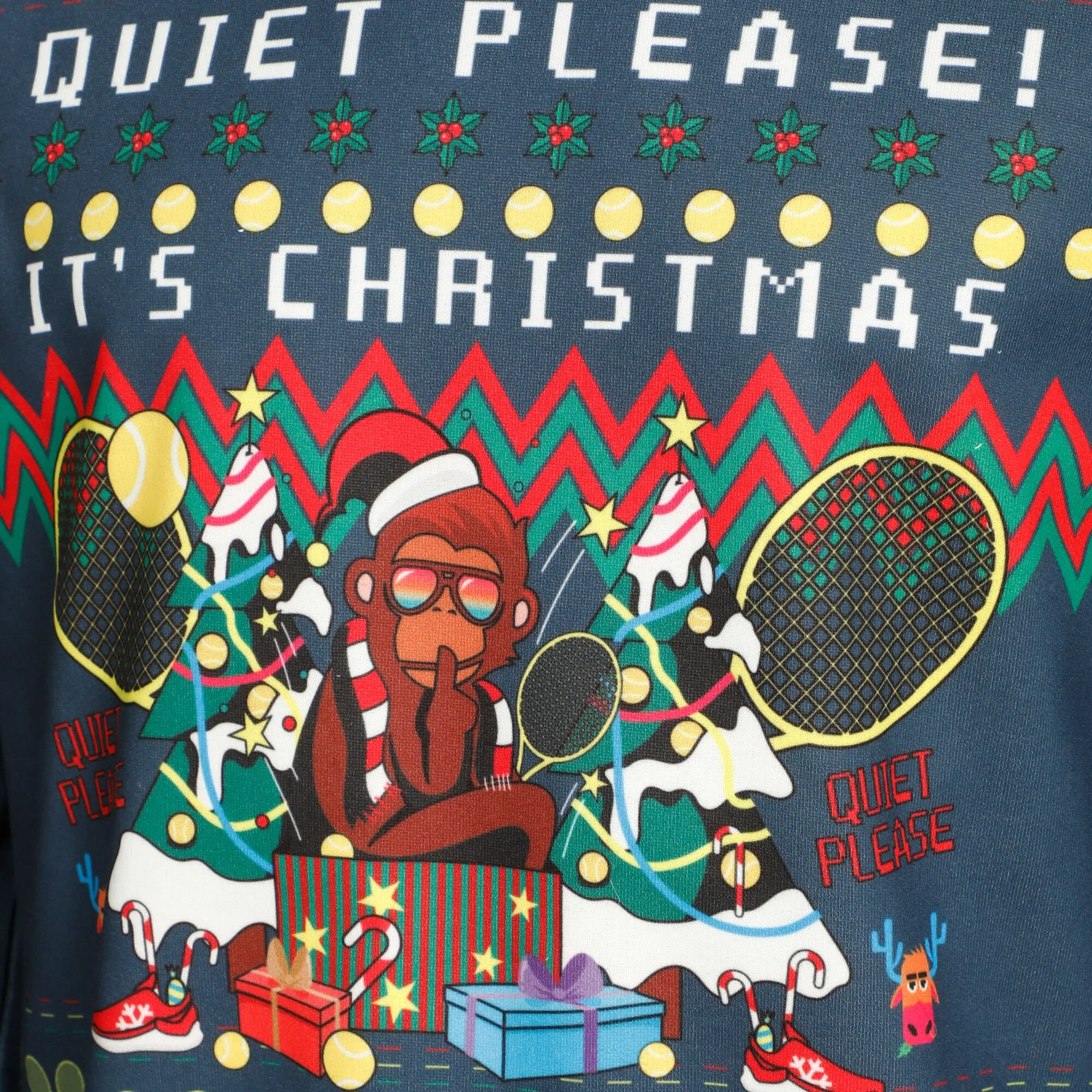 Quiet Please Ugly Christmas Felpa Uomini - Blu, Multicolore - immagine 3