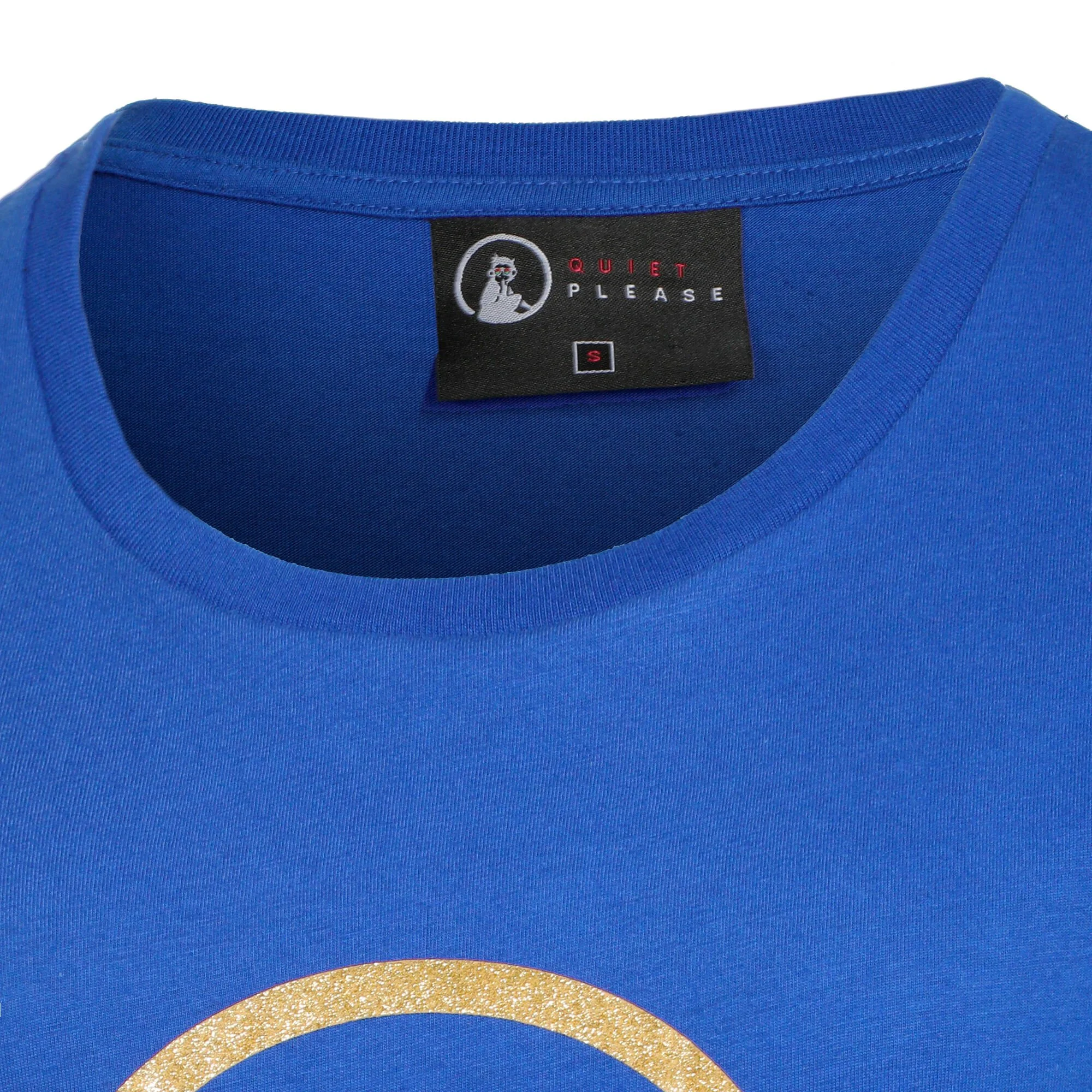 Quiet Please Retro Logo Maglietta Donna - Blu, Oro - immagine 9