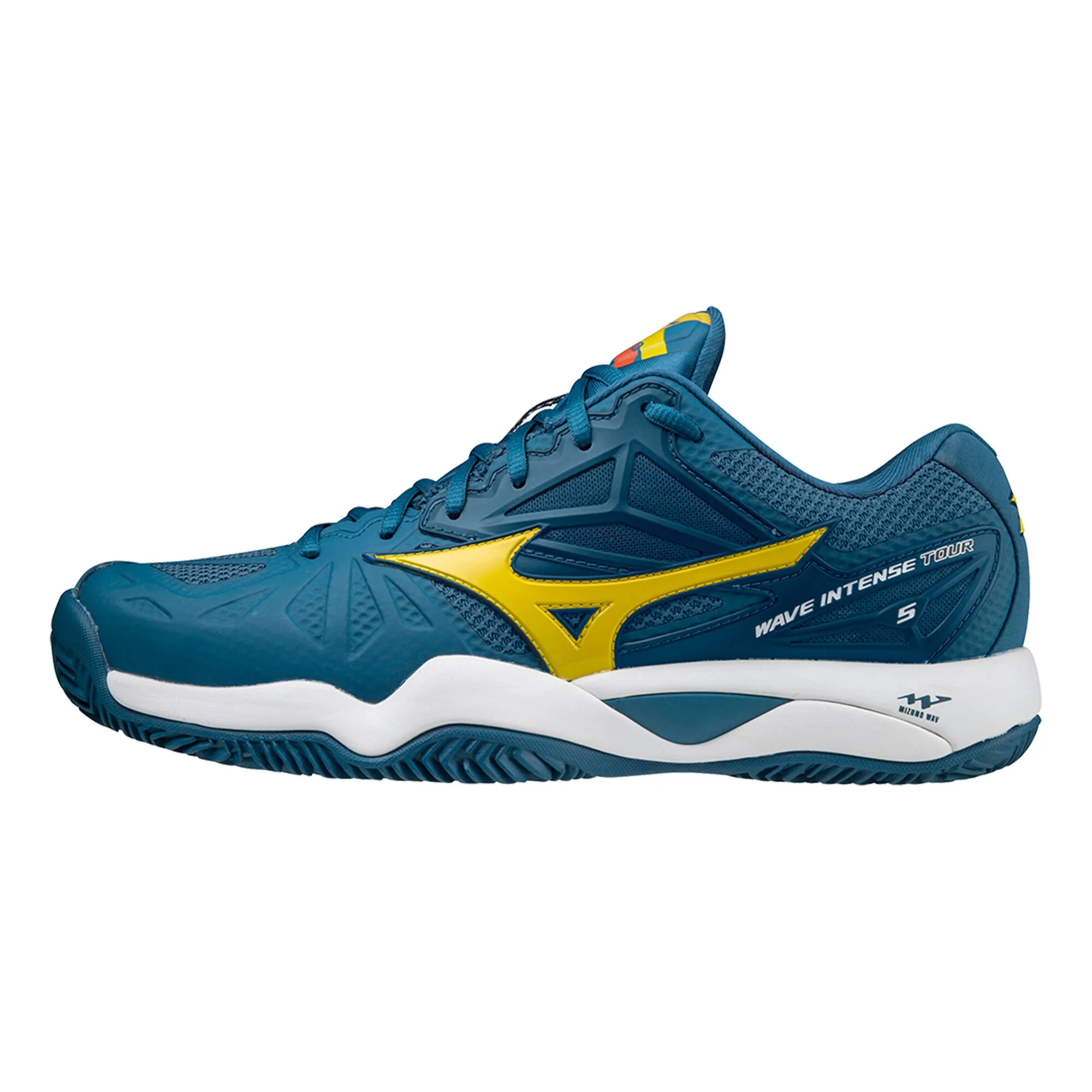 Mizuno Wave Intense Tour 5 Scarpa Per Terra Rossa Uomini - Color Petrolio, Giallo - immagine 2