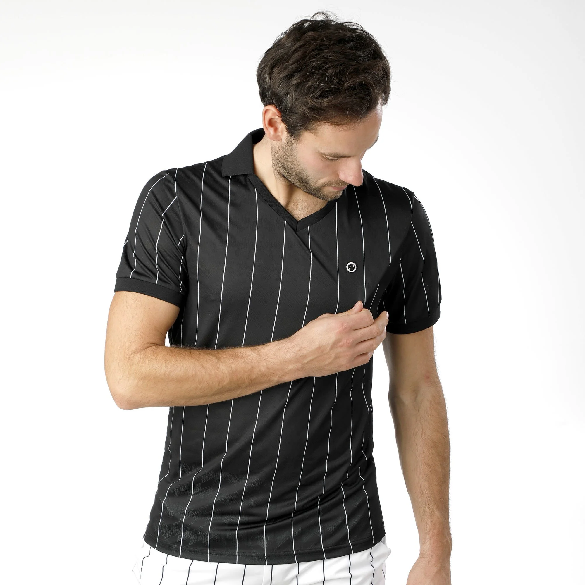 Tennis-Point Stripes Polo Edizione Speciale Uomini - Nero, Bianco - immagine 3