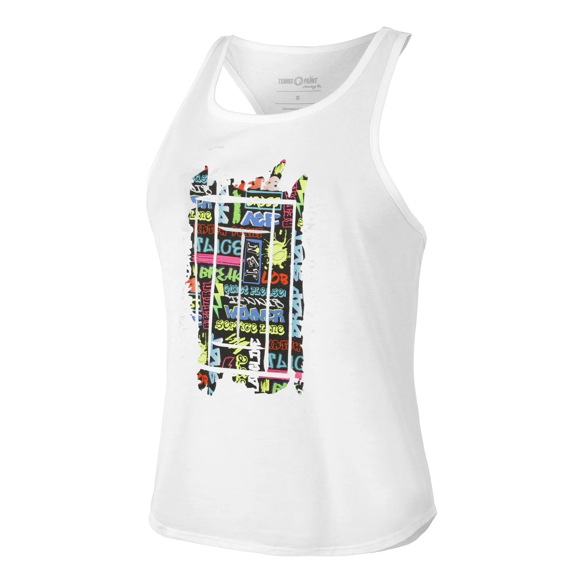 Tennis-Point Graffity Canottiera Donna - Bianco, Multicolore