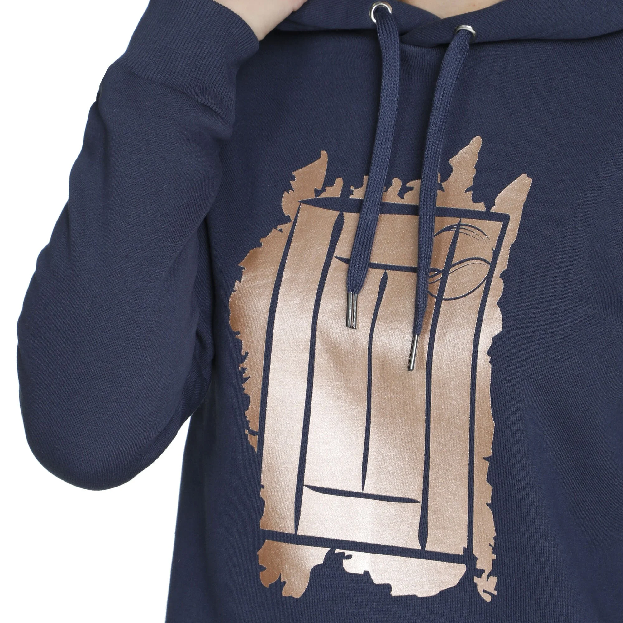 Tennis-Point Glitter Court Felpa Con Cappuccio Donna - Blu Scuro, Oro - immagine 5