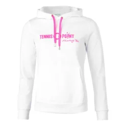 Tennis-Point Logo Felpa Con Cappuccio Donna - Bianco, Rosa