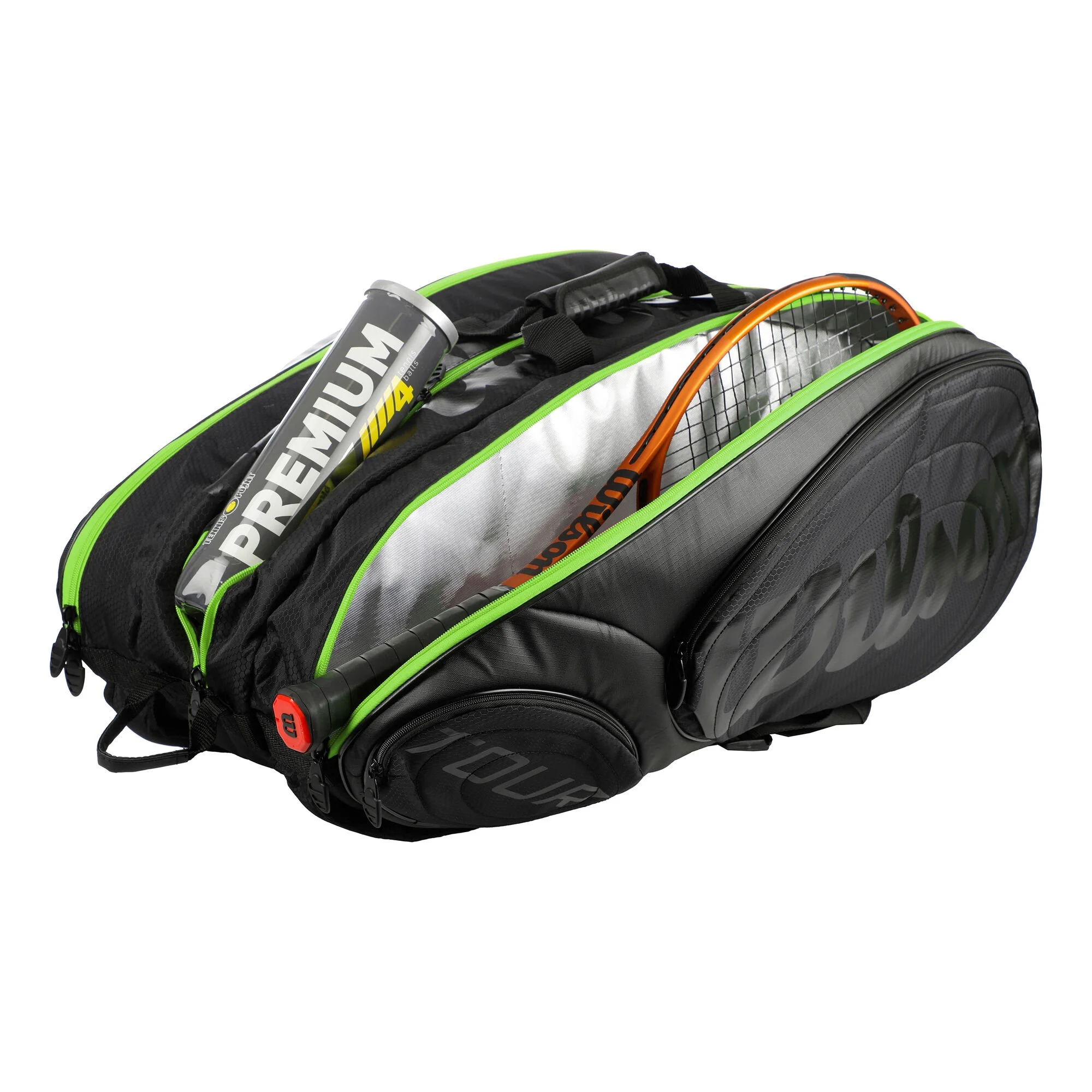 Wilson Tour 15 Borsa Per Racchetta Edizione Speciale - Nero, Verde - immagine 5