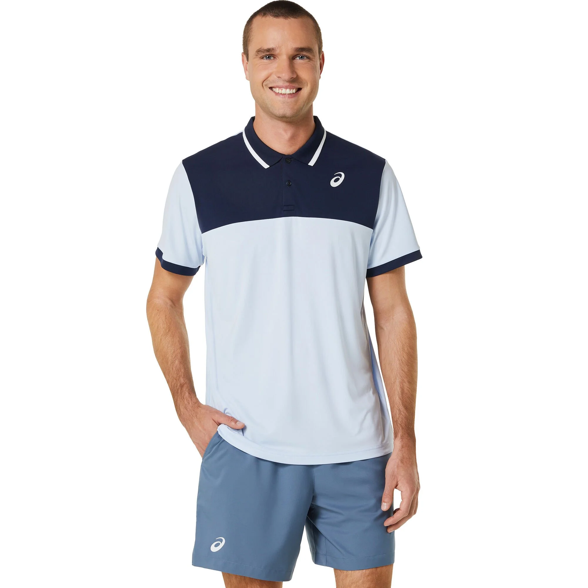 Asics Court Polo Uomini - Blu Chiaro, Blu Scuro - immagine 4
