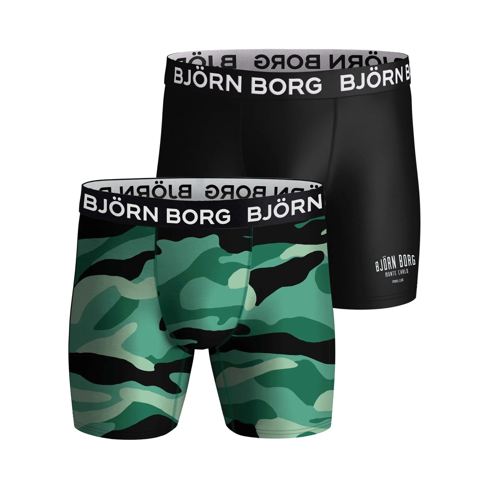 BJØRN BORG Performance Boxer Confezione Da 2 Uomini - Verde, Nero
