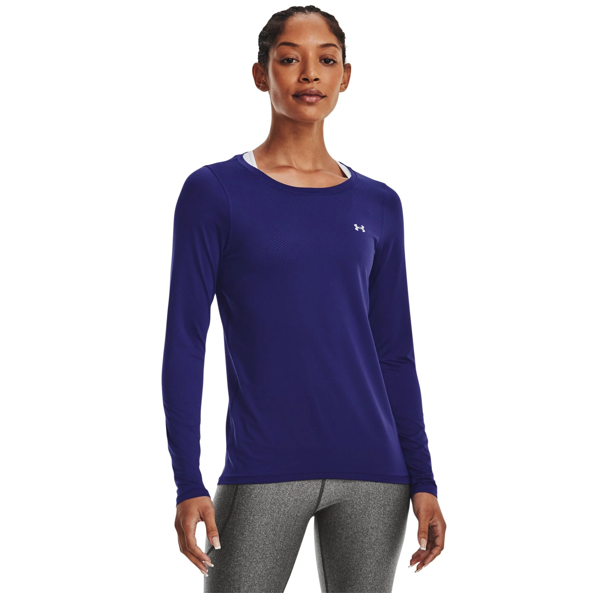 Under Armour Heatgear Manica Lunga Donna - Blu Scuro - immagine 3