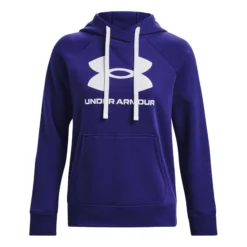 Under Armour Rival Logo Felpa Con Cappuccio Donna - Blu Scuro, Bianco