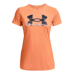 Under Armour Tech Solid Script Graphic Maglietta Donna - Arancione, Nero