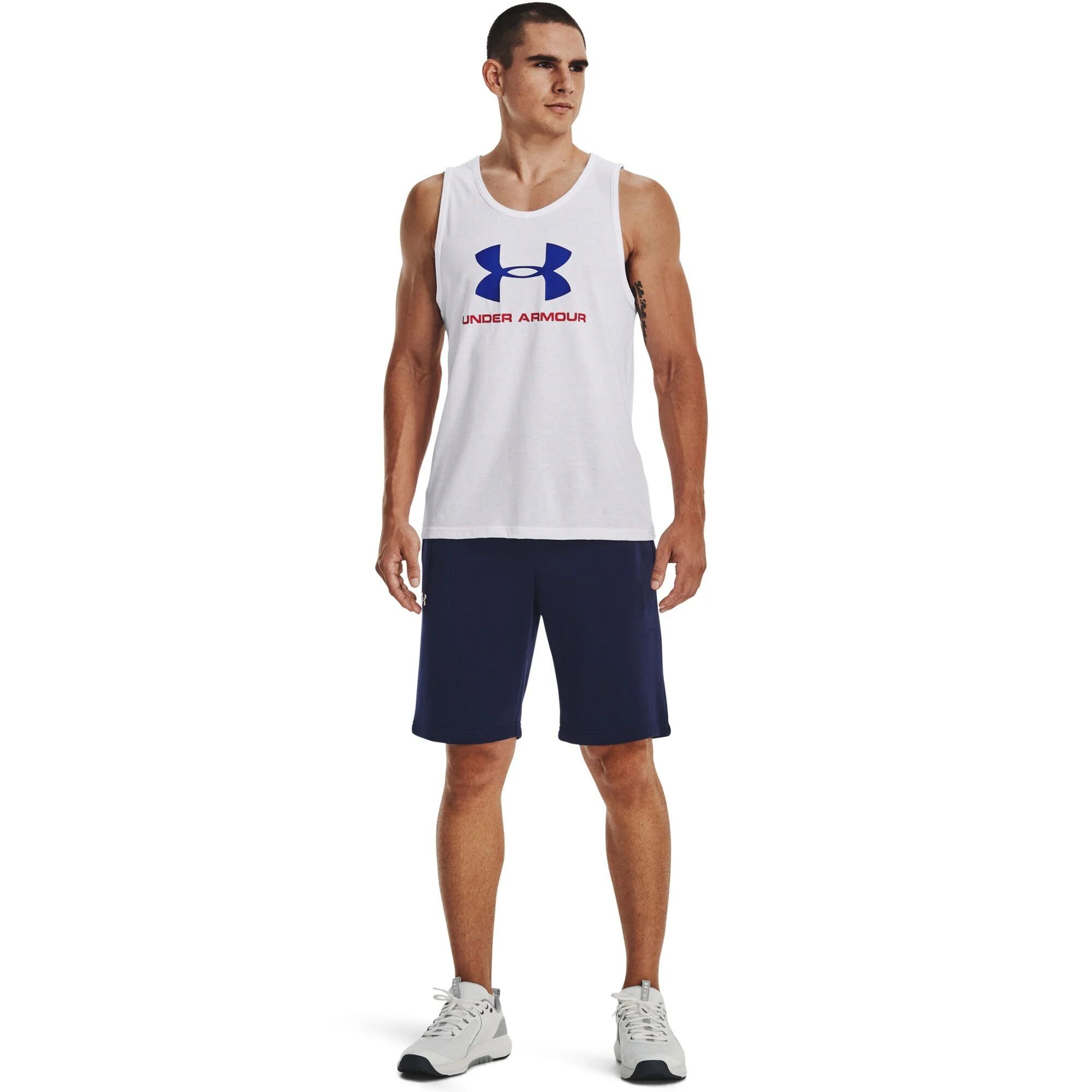 Under Armour Sportstyle Logo Graphic Canottiera Uomini - Bianco, Blu - immagine 5