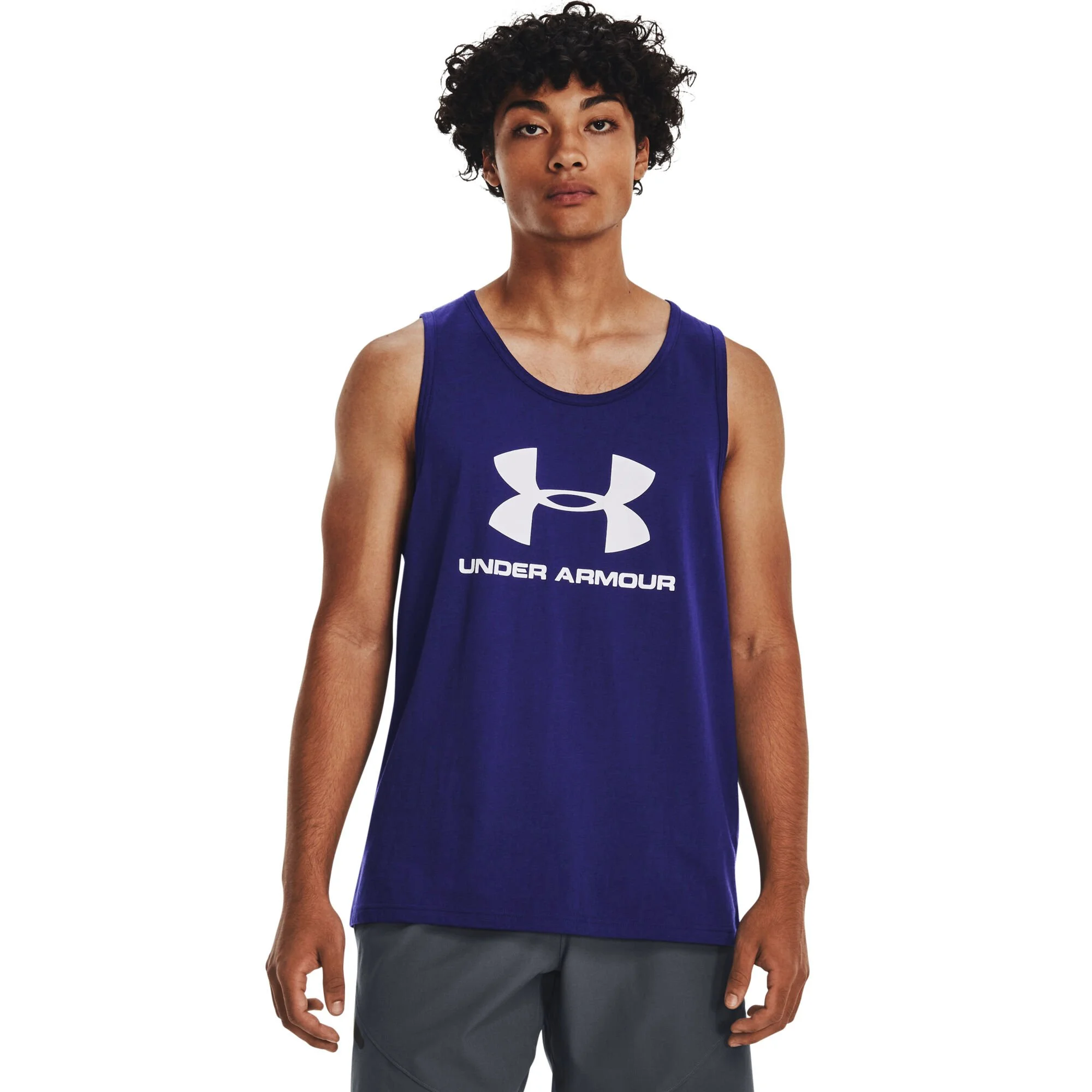 Under Armour Sportstyle Logo Graphic Canottiera Uomini - Blu Scuro, Bianco - immagine 3