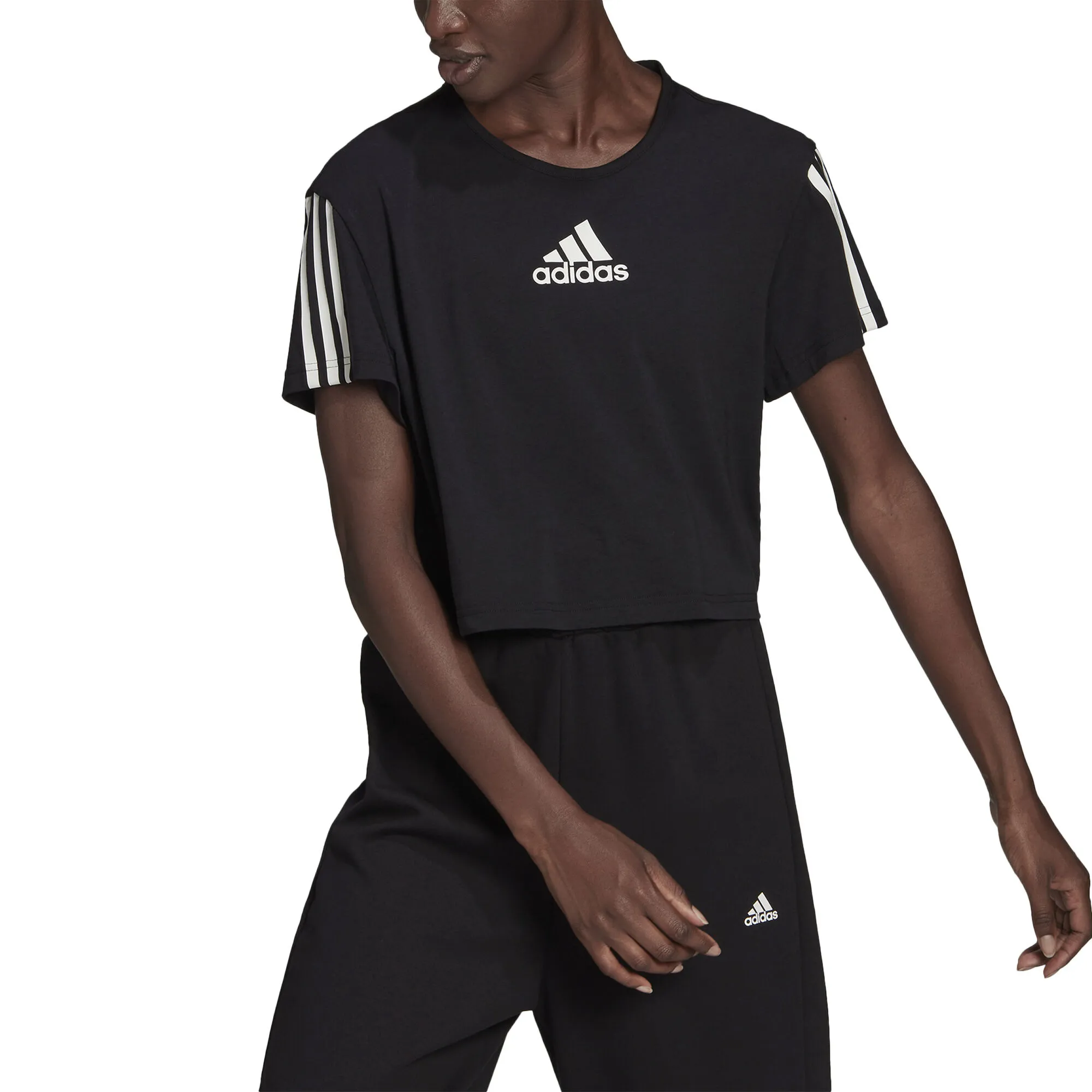 ADIDAS Cotton-Touch Cropped Maglietta Donna - Nero - immagine 4