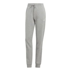 ADIDAS Essentials Linear French Terry Cuffed Pantalone Da Allenamento Donna - Grigio Chiaro, Bianco