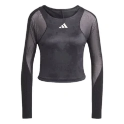 ADIDAS Paris Crop Manica Lunga Donna - Grigio Scuro, Nero