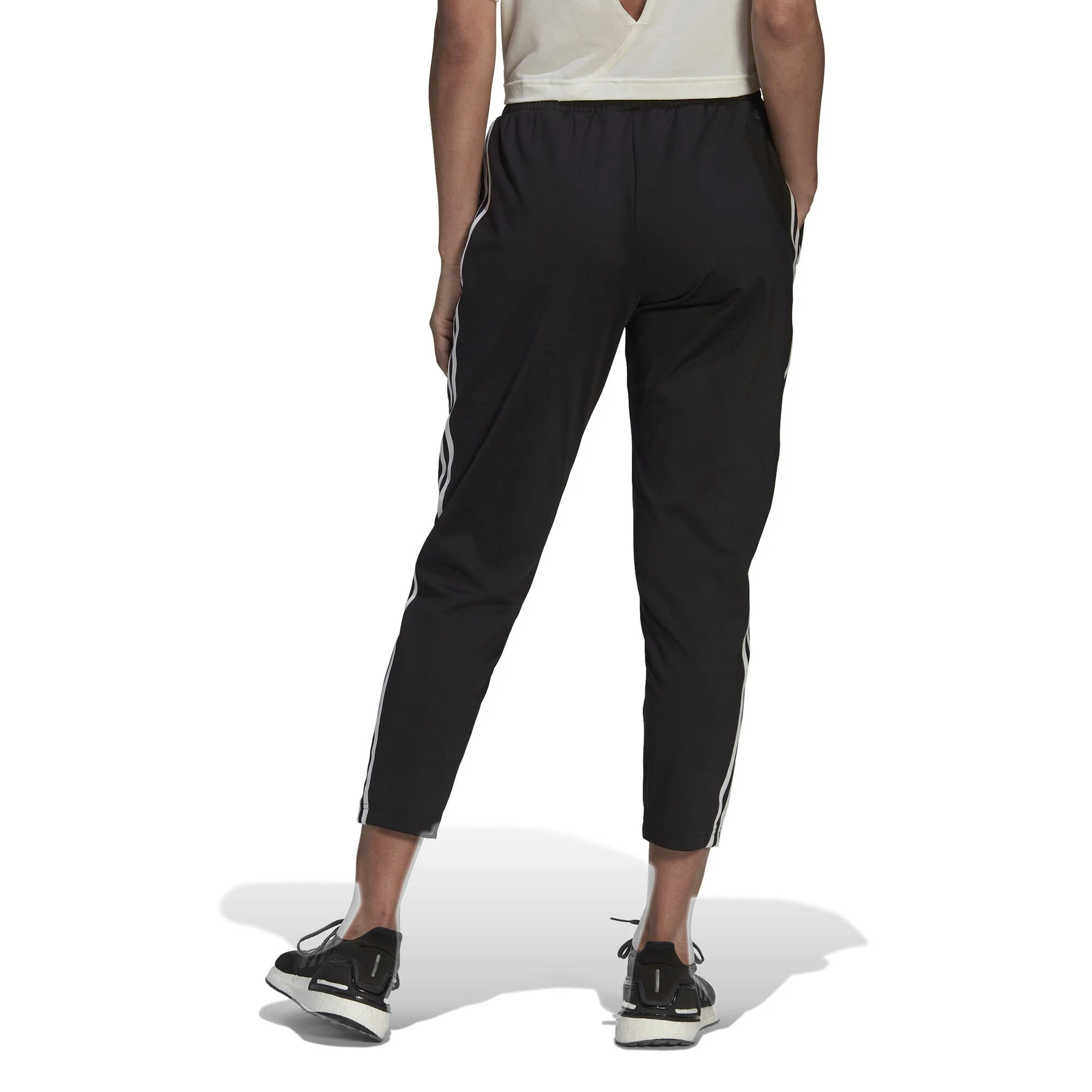 ADIDAS AEROREADY Made4Training Knit 3-Stripes Tapered Pantalone Da Allenamento Donna - Nero, Bianco - immagine 3