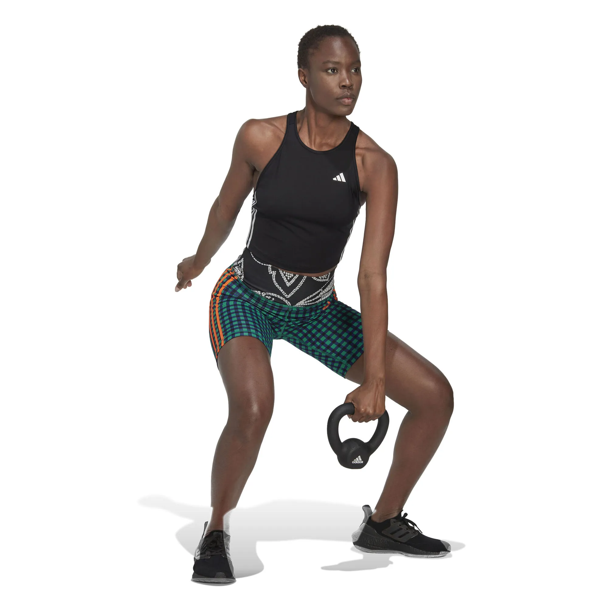 ADIDAS AEROREADY Made For Training 3-Stripes Crop Canottiera Donna - Nero, Bianco - immagine 4