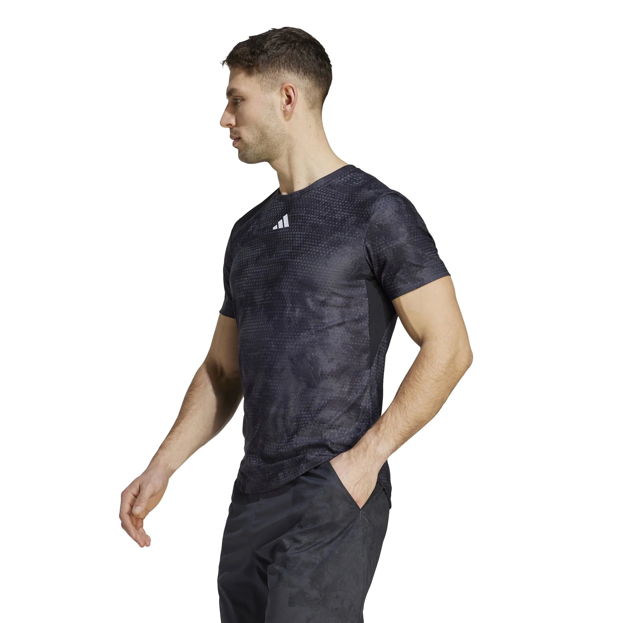 ADIDAS Paris Freelift Maglietta Uomini - Grigio Scuro, Nero - immagine 4