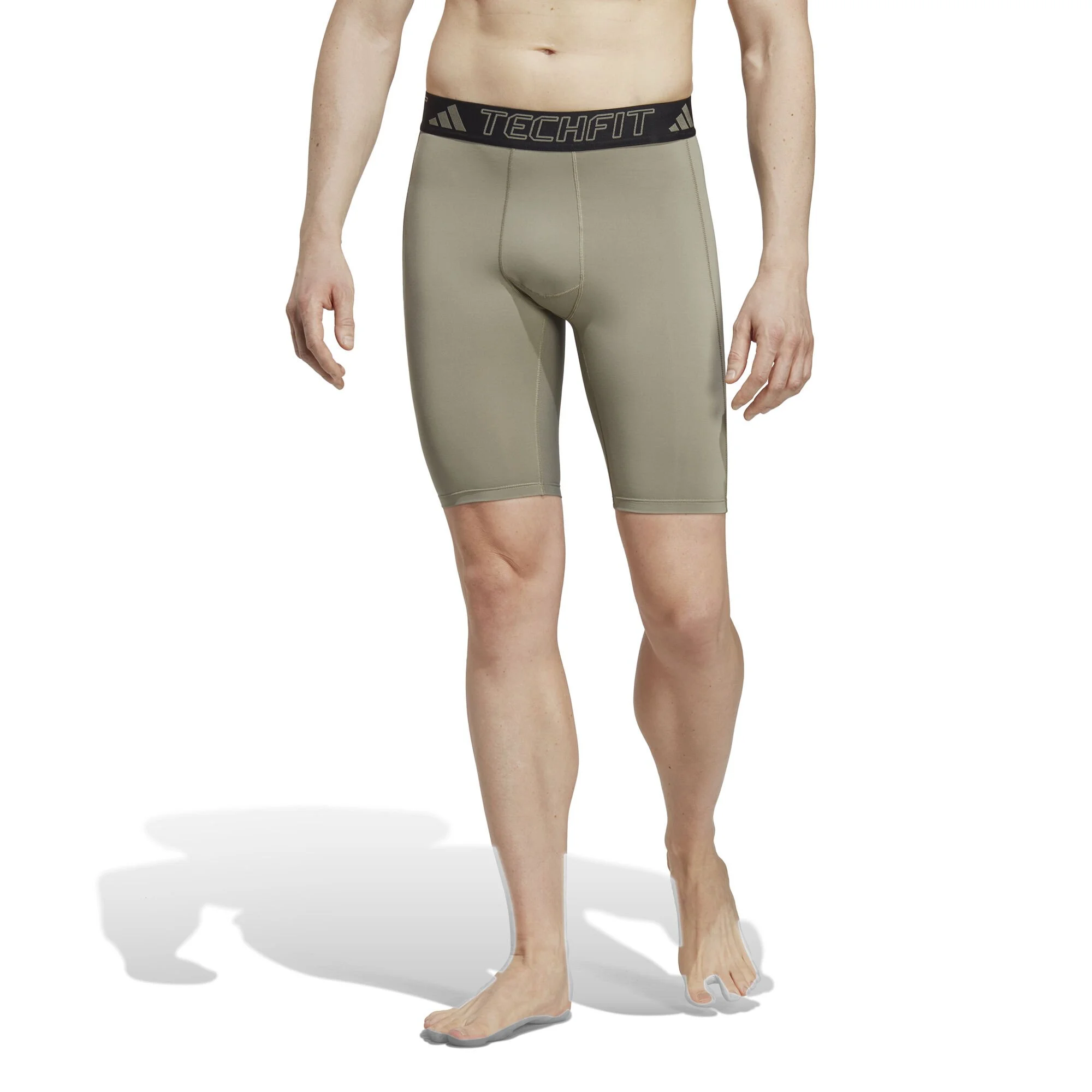 ADIDAS Techfit Training Short Calzamaglia Uomini - Oliva, Nero - immagine 2