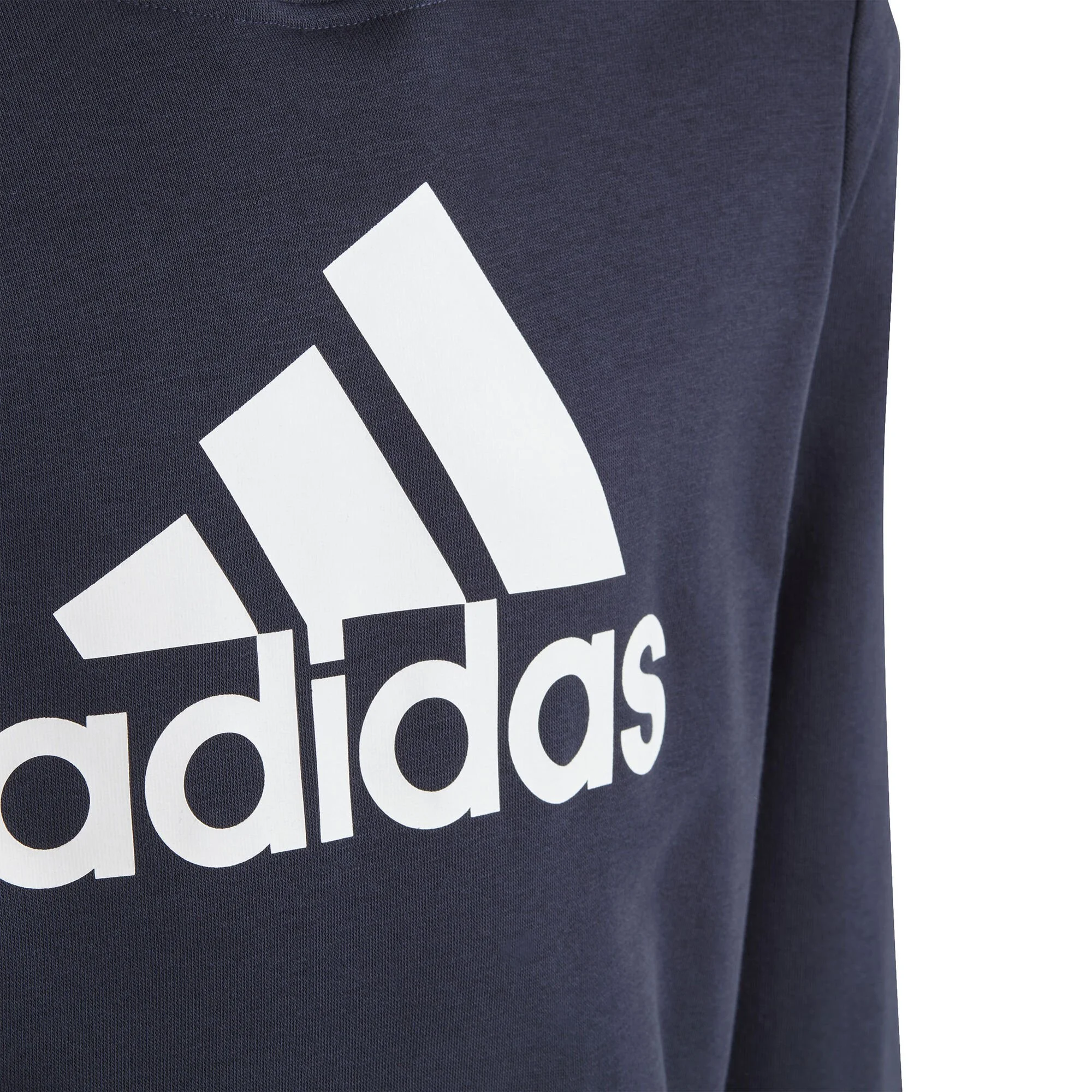 ADIDAS Big Logo Cotton Felpa Con Cappuccio Ragazzi - Blu Scuro, Bianco - immagine 3
